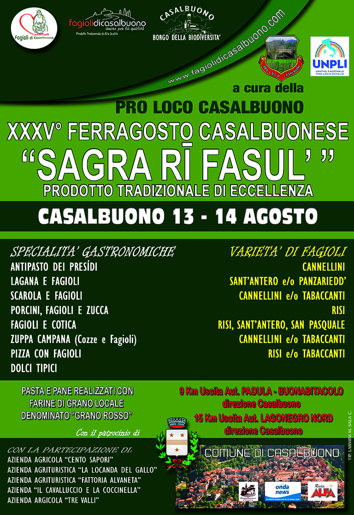 Casalbuono: il 13 e 14 agosto torna la “Sagra ri fasul'”