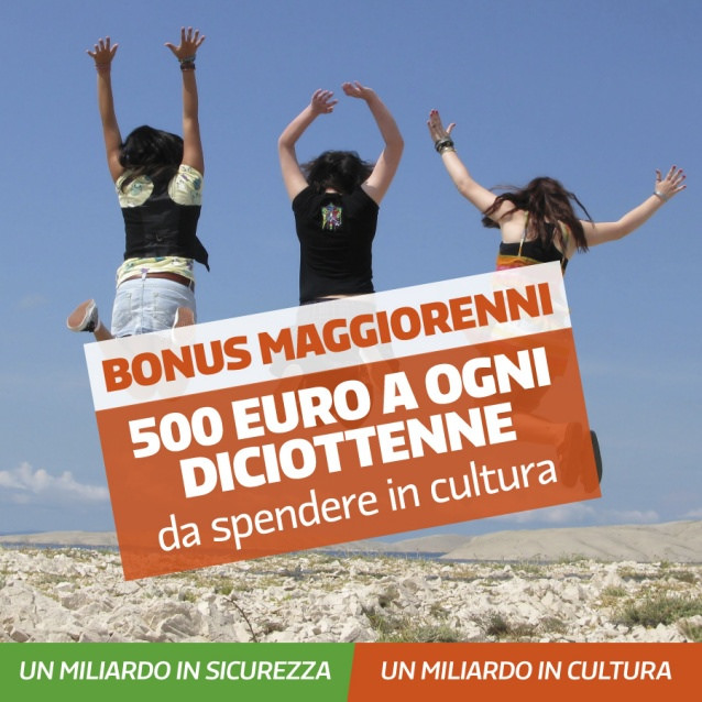 Arriva il bonus cultura. Dal Governo 500 euro per i neo diciottenni