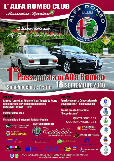 Domani la prima “Passeggiata in Alfa Romeo” da Sant’Angelo le Fratte a Padula