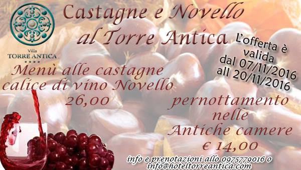 Atena Lucana: dal 7 al 20 novembre “Castagne e Novello al Torre Antica”