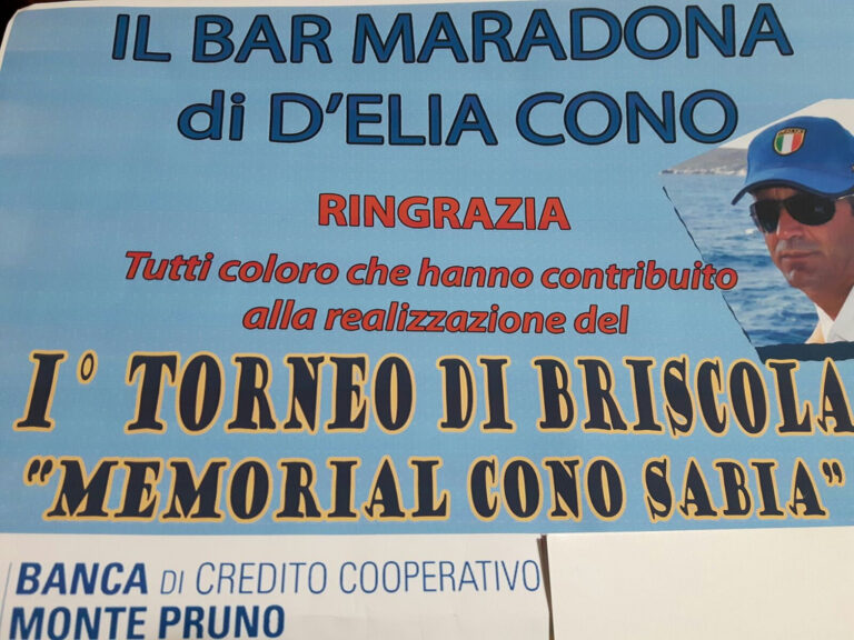 Teggiano:il 2 dicembre finali torneo di briscola “Memorial Cono Sabia” al Bar Maradona