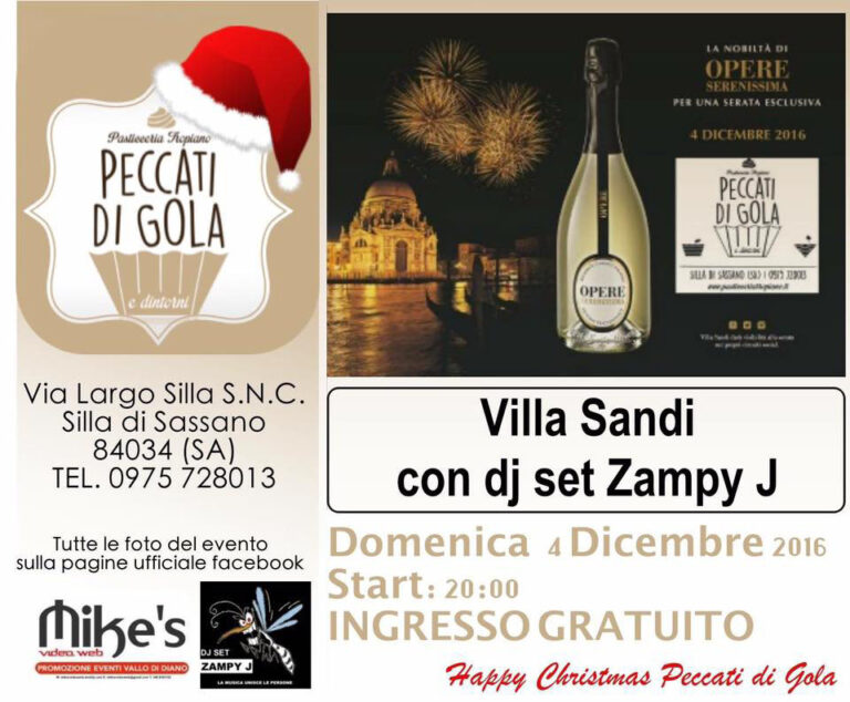 Sassano: domani da “Peccati di Gola” è protagonista il prosecco Villa Sandi