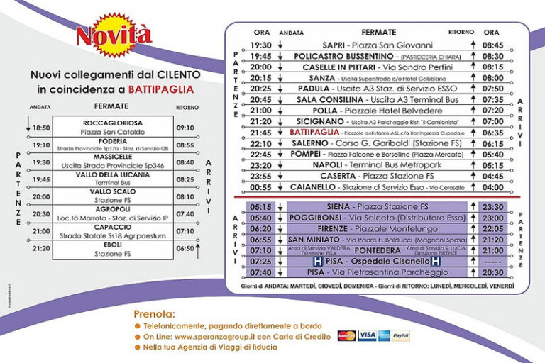 Autolinee Speranza presenta i nuovi collegamenti dal Cilento per la Toscana