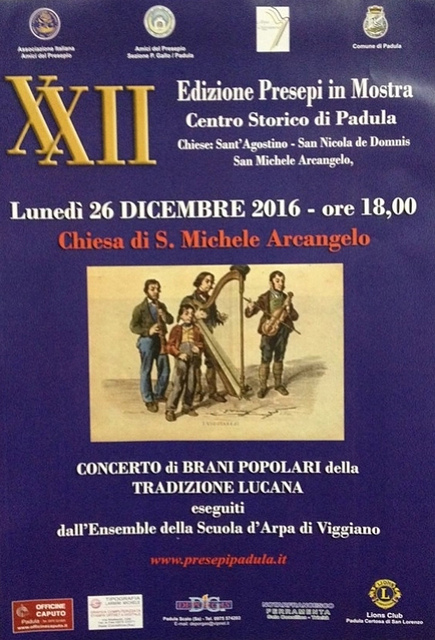 Padula: il 26 dicembre concerto dell’Ensemble della Scuola d’Arpa di Viggiano