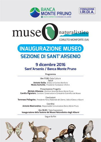 Sant’Arsenio: il 9 dicembre inaugurazione del Museo Naturalistico degli Alburni