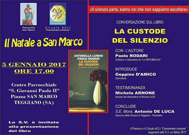 Teggiano: il 5 gennaio conversazione sul libro “La custode del silenzio” di Paolo Rodari