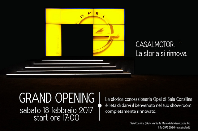 Sala Consilina: il 18 febbraio Opel Casalmotor inaugura lo showroom completamente rinnovato