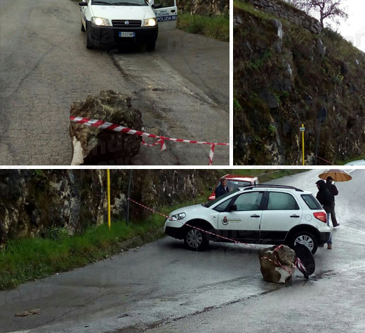 masso teggiano strada chiusa evidenza