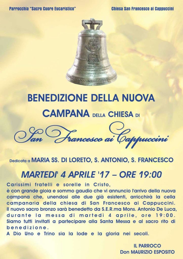 Montesano: la nuova campana “Virgo Lauretana” al convento Cappuccini. Domani la benedizione