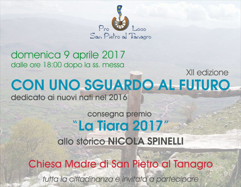 San Pietro al Tanagro:domani I edizione del premio La Tiara e premiazione dei bimbi nati nel 2016