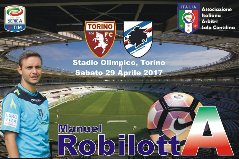 Manuel Robilotta, arbitro della sezione di Sala Consilina, assistente nel match Torino-Sampdoria