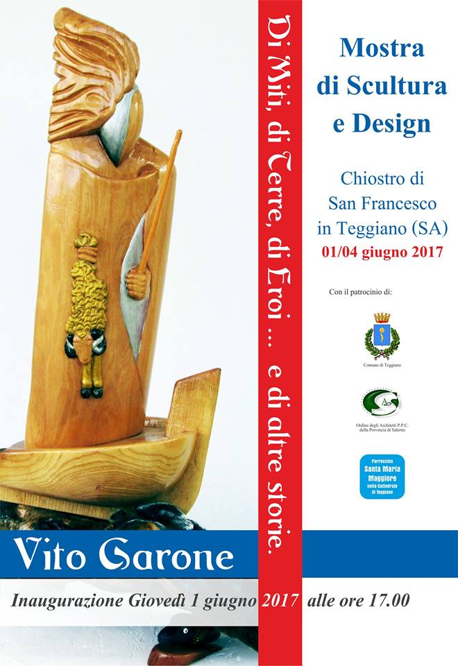 Teggiano:il 1° giugno inaugurazione della Mostra di scultura e design con le opere di Vito Garone