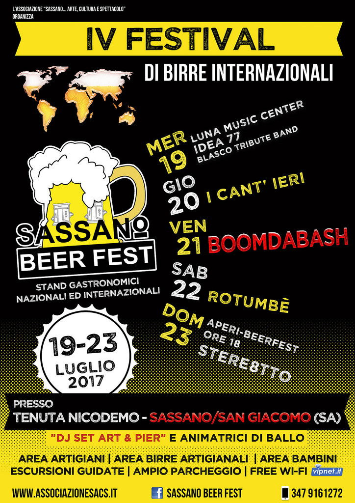 Birre dal mondo e gastronomia di qualità alla IV edizione del “Sassano Beer Fest”