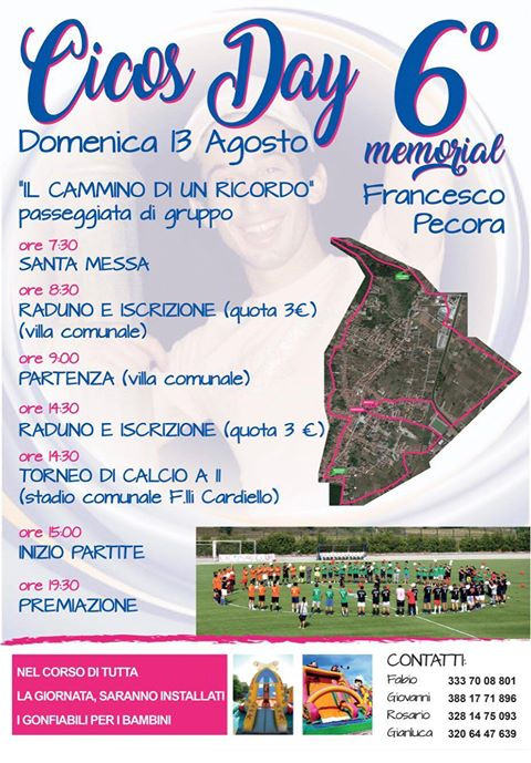 Sant’Arsenio: il 13 agosto 6° “Cicos Day”, memorial dedicato a Francesco Pecora