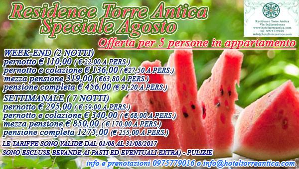 Residence Torre Antica di Atena Lucana organizza: SPECIALE AGOSTO