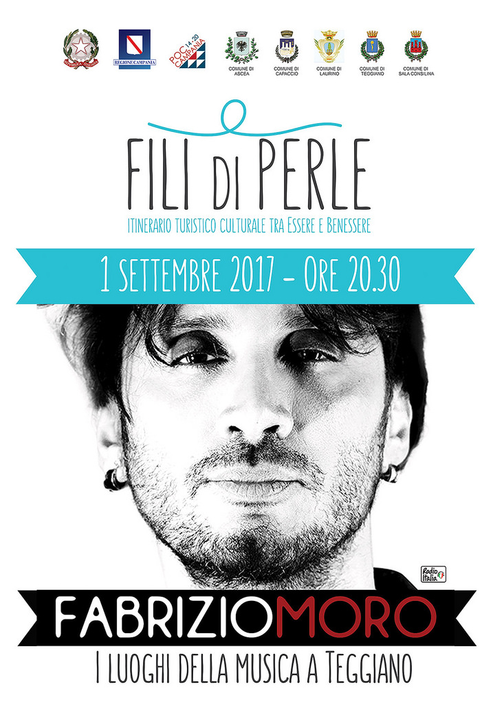 Al via la I edizione di “Fili di Perle”. Il 1° settembre a Teggiano il concerto di Fabrizio Moro