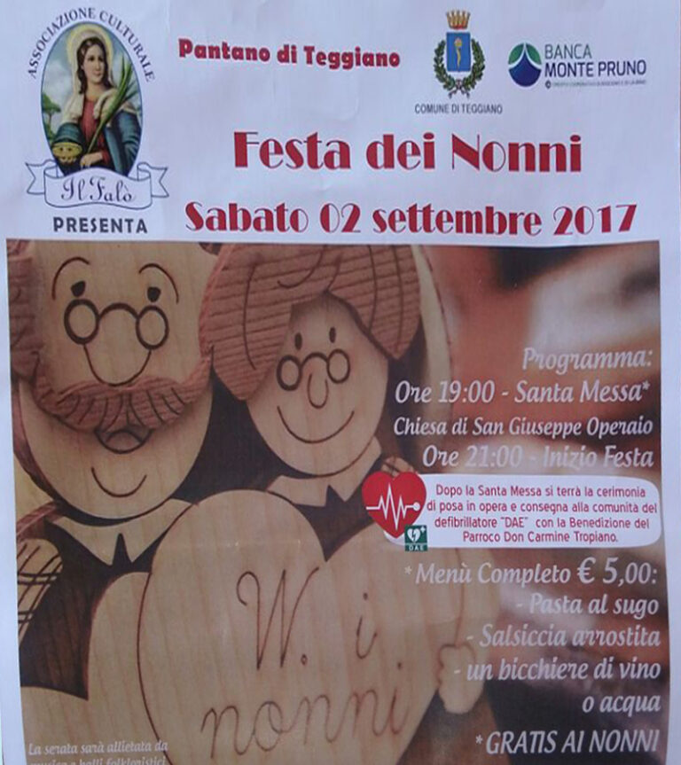 Teggiano: domani a Pantano la Festa dei Nonni organizzata dall’Associazione ‘Il Falò’