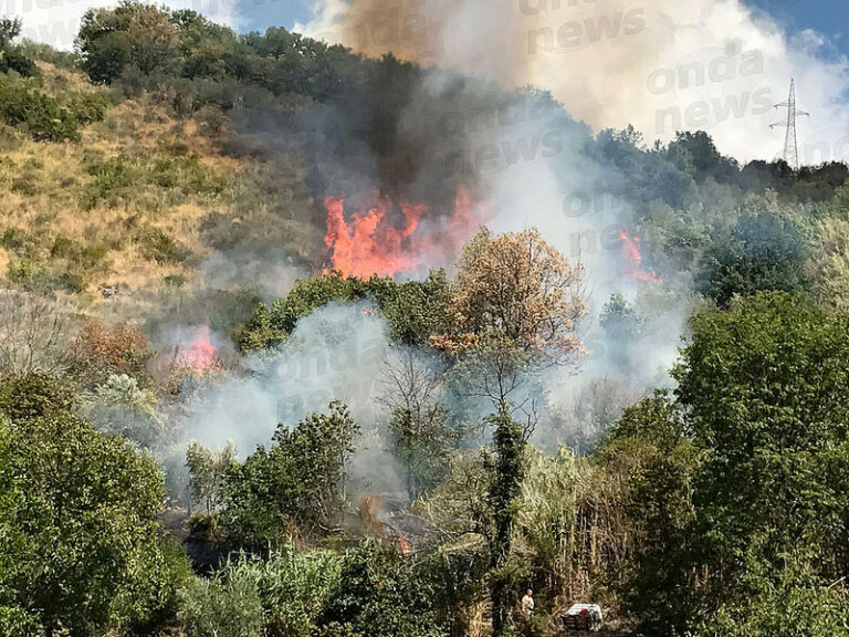 Incendio a Vietri di Potenza. In fiamme costone roccioso nei pressi della SP 12 Vietrese