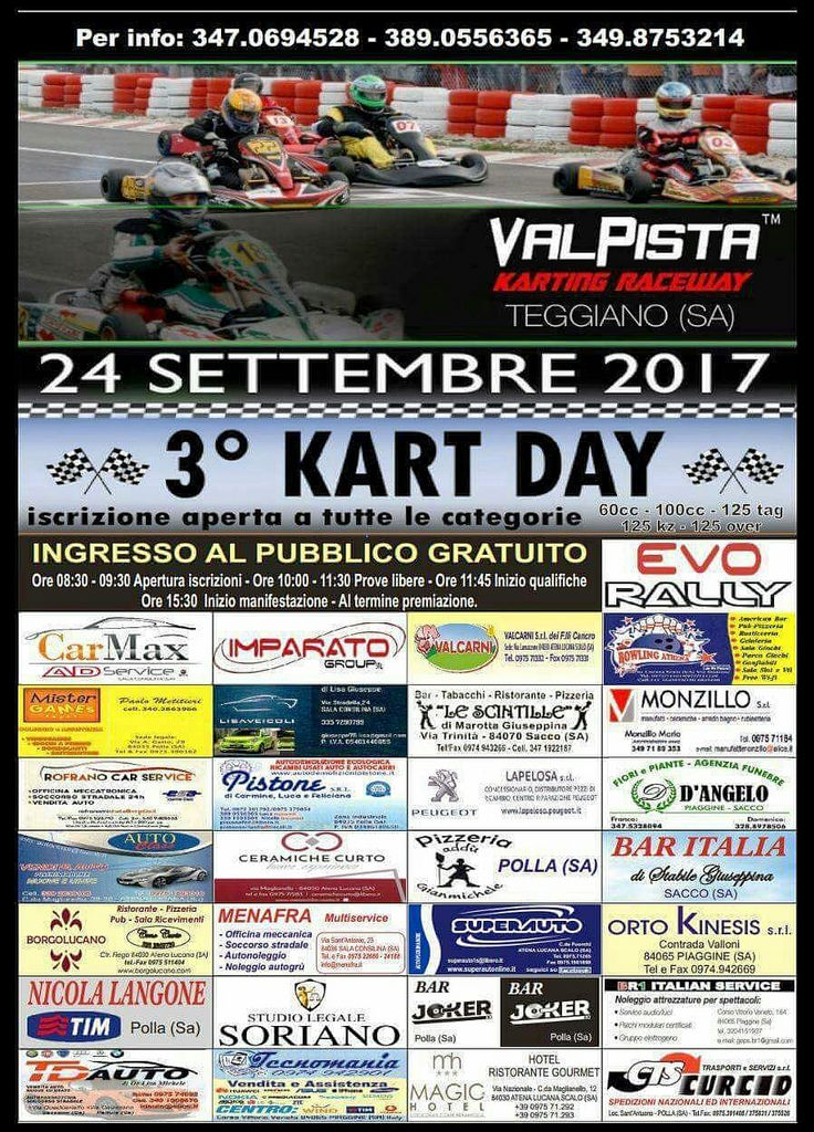 Teggiano: il 24 settembre si corre per il 3° Kart Day all’interno di ValPista Karting Raceway