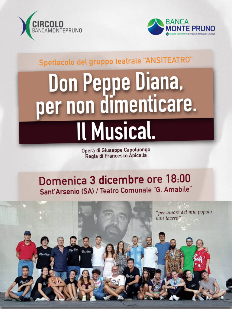 Sant’Arsenio: il 3 dicembre il musical “Don Peppe Diana…per don dimenticare”