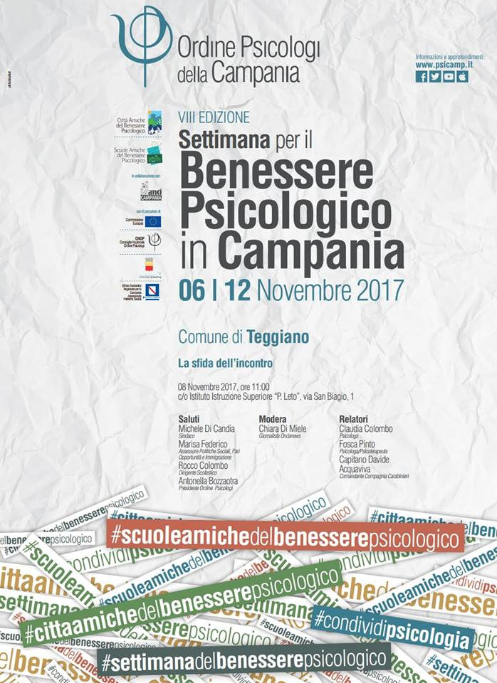 Teggiano aderisce alla Settimana per il Benessere Psicologico. L’8 novembre incontro sul tema al “Leto”