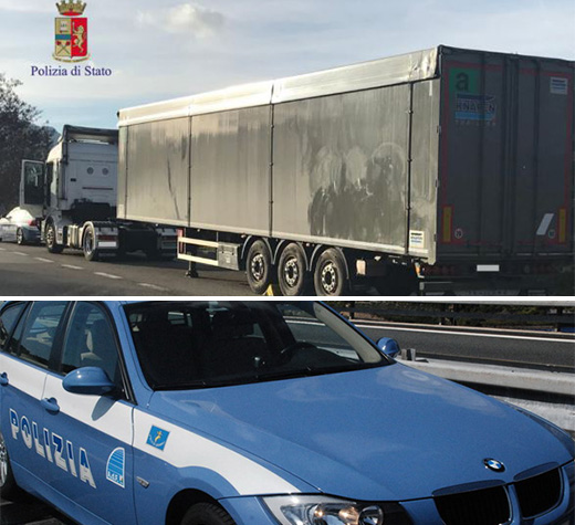 Camion alterato raccordo sicignano evidenza