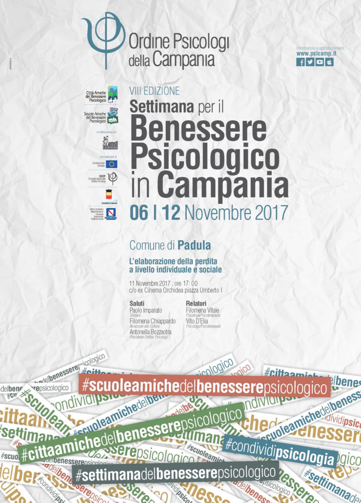 Padula aderisce alla “Settimana del Benessere Psicologico” in Campania. L’11 novembre incontro tematico