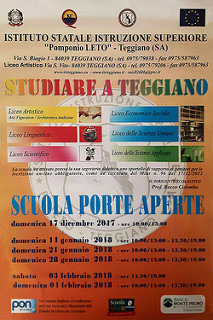 Teggiano: il 16 e il 17 dicembre “Open Day” all’Istituto d’Istruzione Superiore “Pomponio Leto”