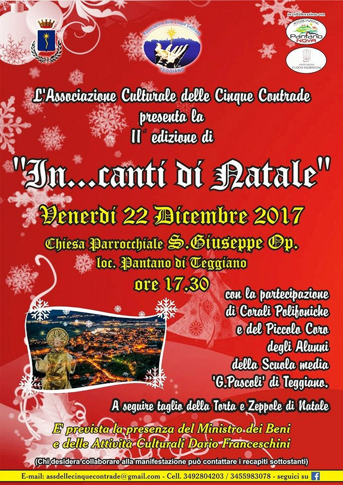 Teggiano: domani la II edizione di “In…canti di Natale” nella chiesa di San Giuseppe Operaio