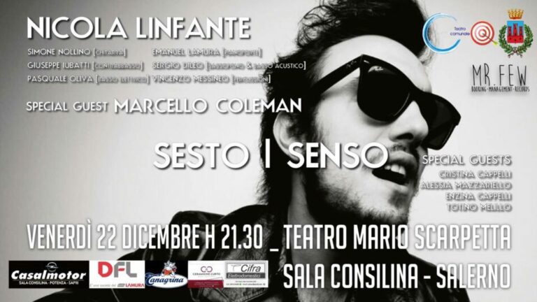 Sala Consilina: il 22 dicembre il cantautore Nicola Linfante presenta i brani inediti di “Sesto Senso”