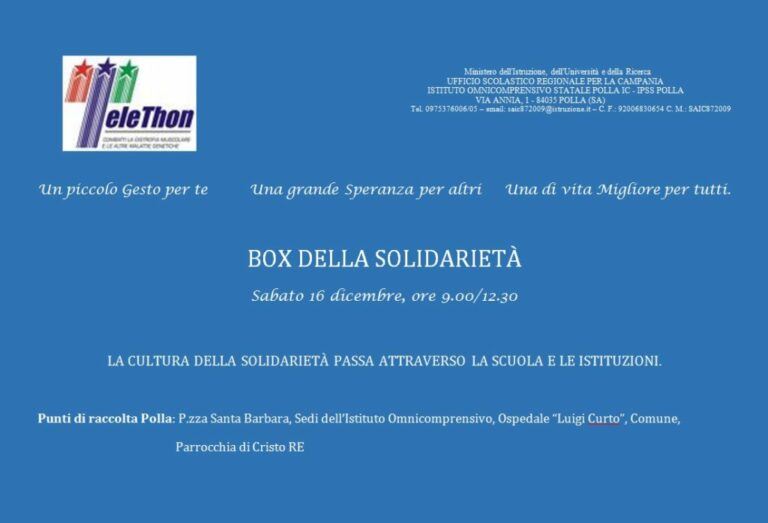 Polla: il 16 dicembre la raccolta fondi a favore di Telethon