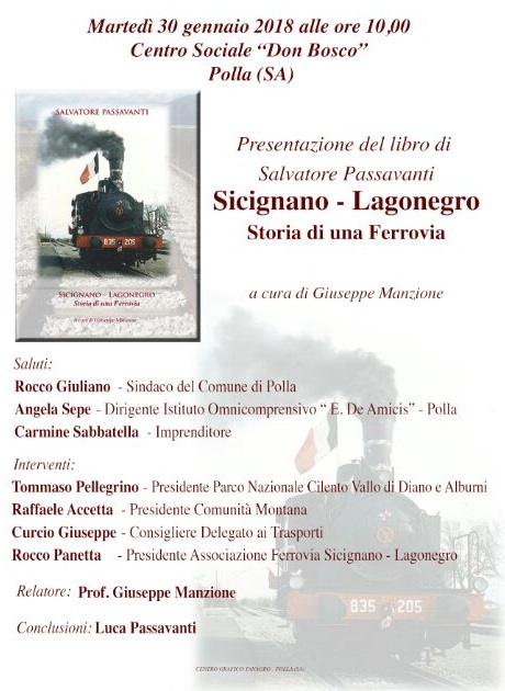 Polla: domani la presentazione del libro “Sicignano-Lagonegro, Storia di una Ferrovia”