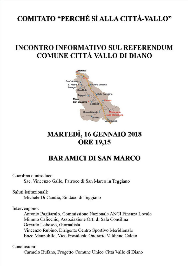 Teggiano: domani l’incontro sul referendum Comune Città Vallo di Diano nella frazione San Marco