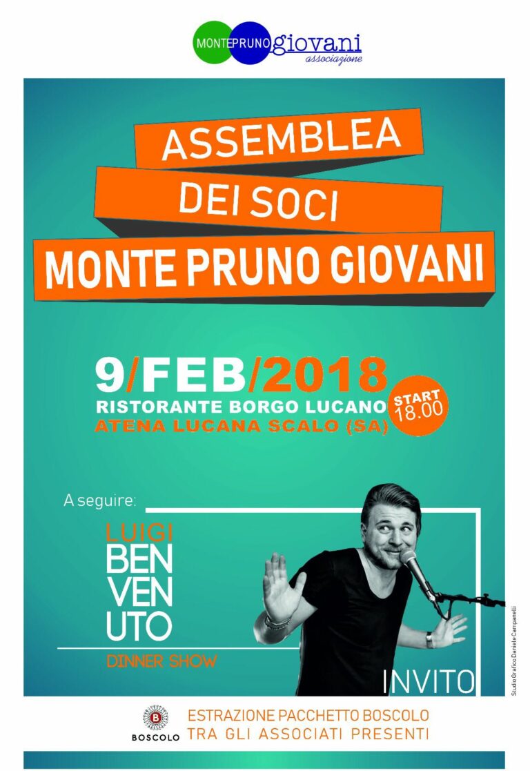 Il 9 febbraio all’assemblea dell’Associazione Monte Pruno Giovani il dinner show di Luigi Benvenuto