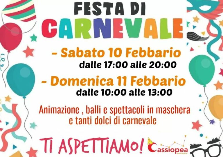 Al Centro Commerciale “Cassiopea” di Sant’Arsenio la festa in maschera per Carnevale