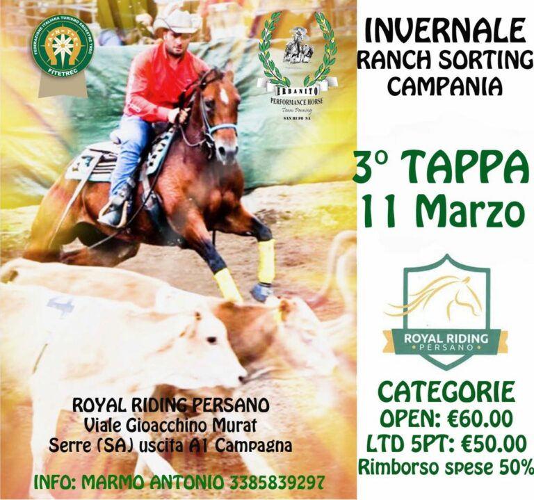 L’Erbanito Horse Team di San Rufo presente domani alla 3^ tappa del Ranch Sporting Campania