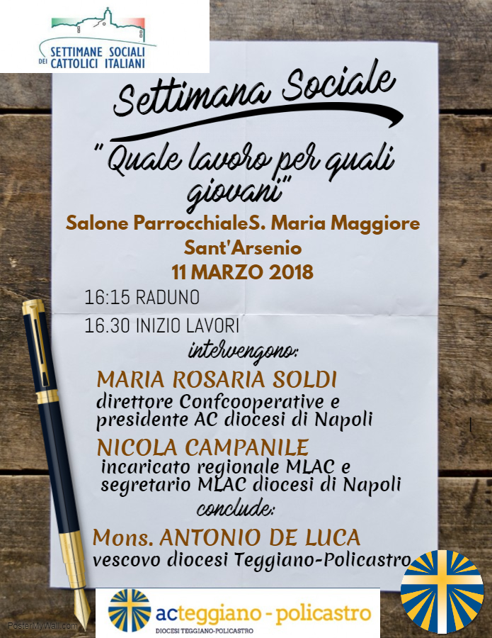 Sant’Arsenio: domani l’incontro “Quale lavoro per quali giovani” organizzato dall’Azione Cattolica