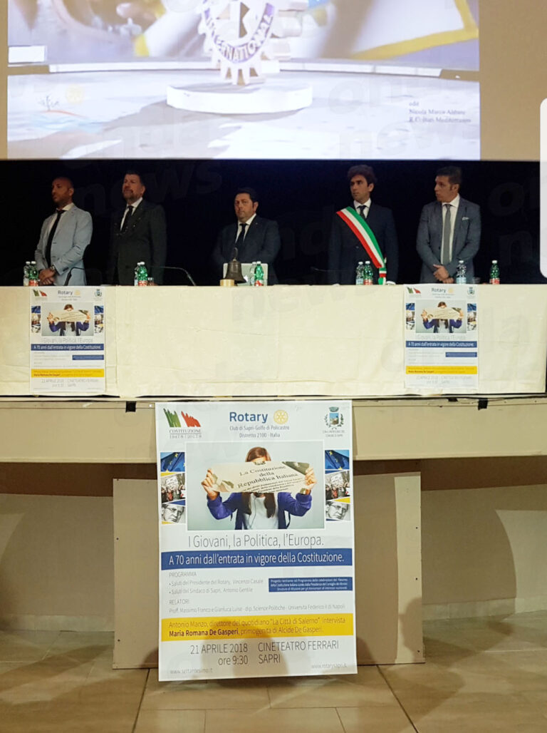 Sapri: il Rotary Club Festeggia i 70 anni della Costituzione con un confronto tra giovani e politica