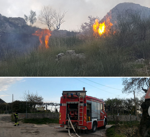 San Giovanni a Piro evidenza incendio