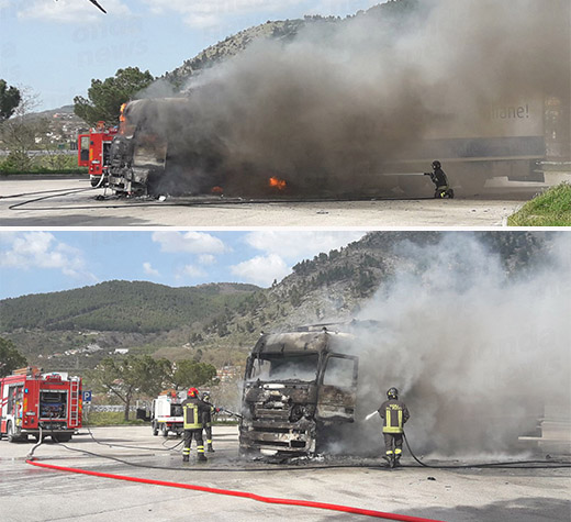 ev incendio camion fiamme a2 sala c