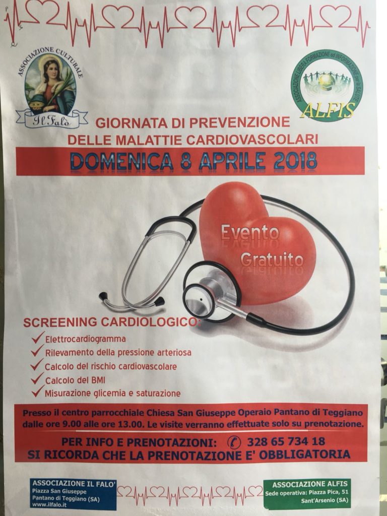 Teggiano: domani screening gratuito per la prevenzione delle malattie cardiovascolari