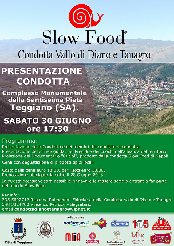 Teggiano: domani l’evento di presentazione della Condotta Slow Food Vallo di Diano e Tanagro