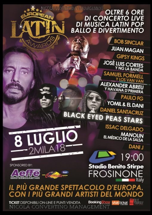 Bob Sinclair e i Black Eyed Peas agli European Latin Awards sponsorizzati da Cardinale Group di Teggiano