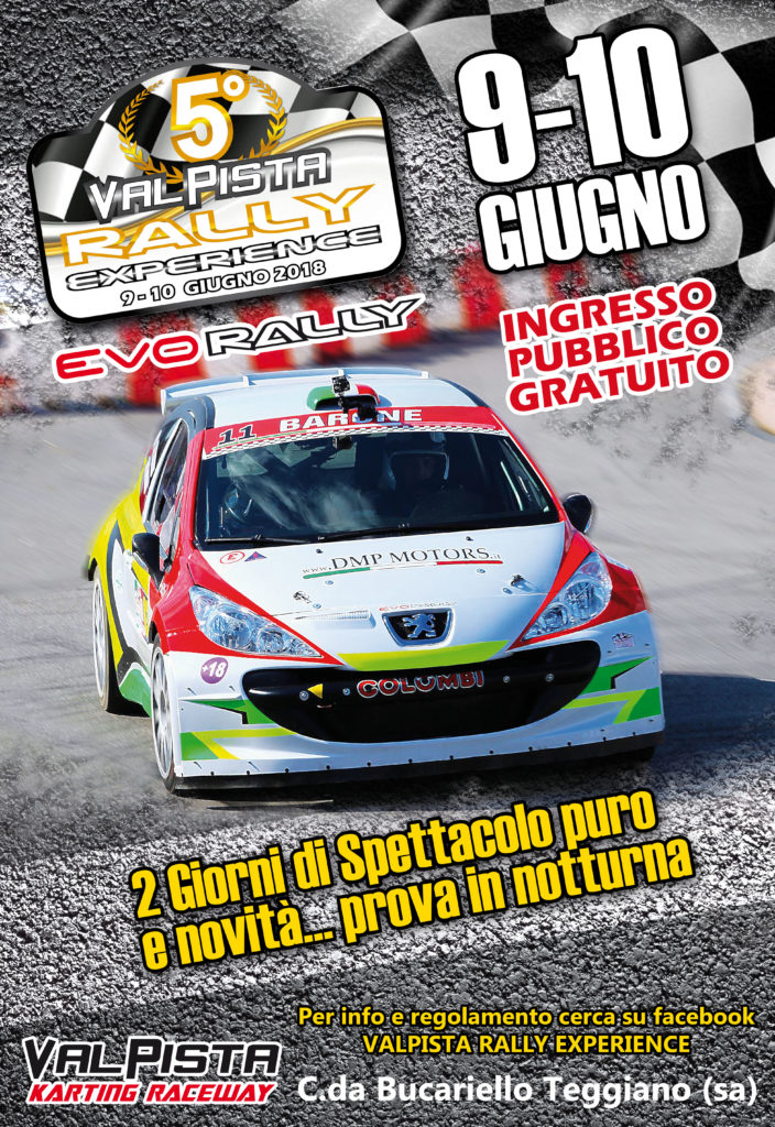 Teggiano: il 9 e il 10 giugno tornano le emozioni del 5° Valpista Rally Experience