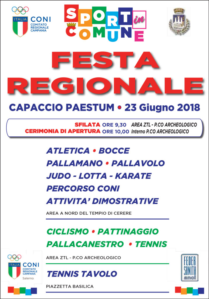 Domani a Paestum appuntamento con la seconda edizione di “Sport in Comune”