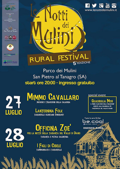 San Pietro al Tanagro: al via questa sera “Le Notti dei Mulini – Rural Festival”