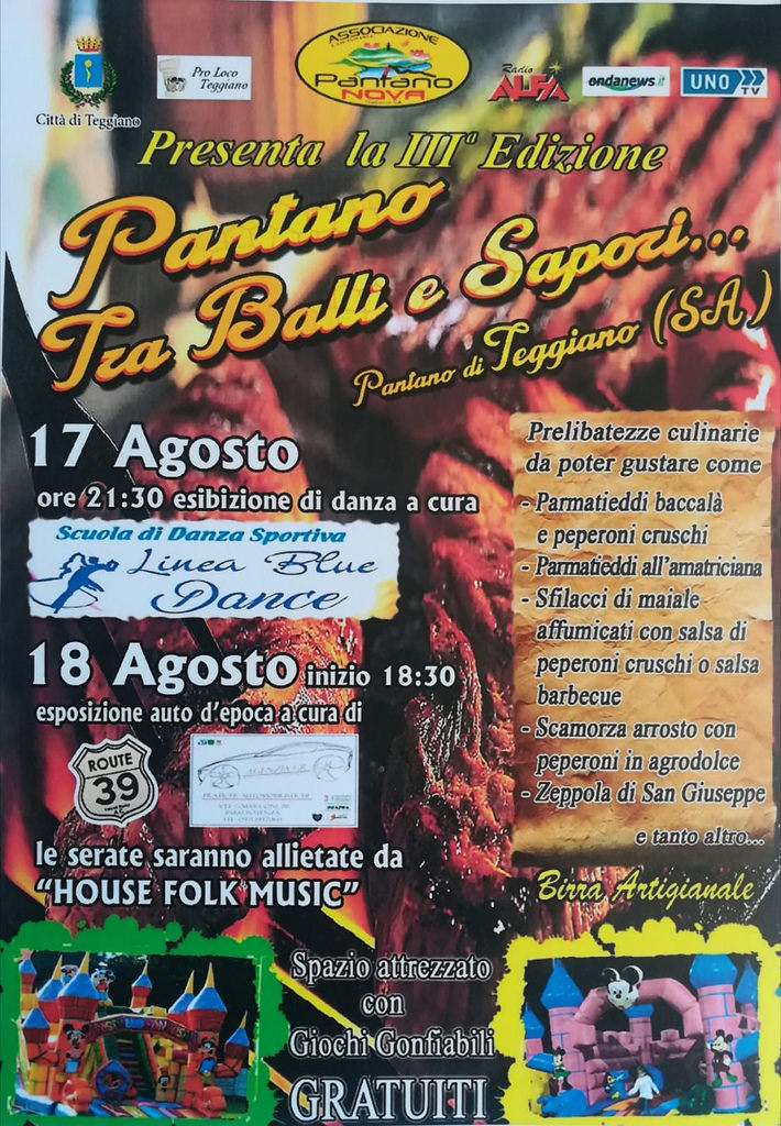 Teggiano: il 17 e 18 agosto torna la festa del gusto e del divertimento con “Pantano tra balli e sapori”