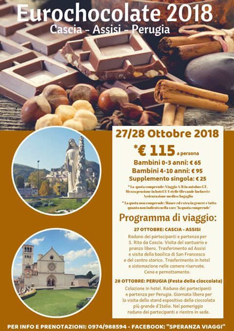 Un appuntamento tutto da gustare all’Eurochocolate di Perugia con l’Agenzia Speranza Viaggi