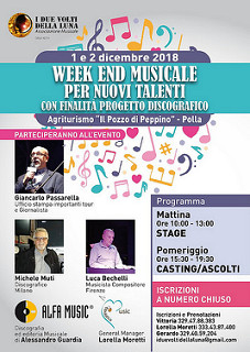 L’1 e 2 dicembre weekend musicale per nuovi talenti con l’Associazione “I Due Volti della Luna”