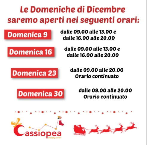 Al Cassiopea shopping Center di Sant’Arsenio un Natale speciale con l’apertura domenicale